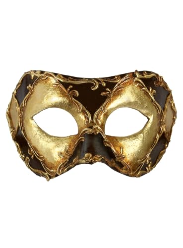 Colombina scacchi oro cuoio stucco - Venezianische Maske - traditionell handgefertigt - Carnevale di Venezia von Maskworld