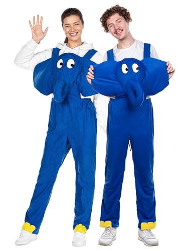 Die Sendung mit der Maus - Elefant Kostüm - Größe: S - blaue Latzhose für Karneval, Halloween & Motto-Party von Maskworld