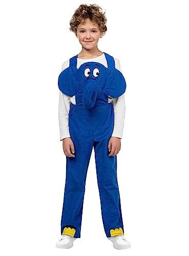 Die Sendung mit der Maus - Elefant Kostüm für Kinder - Kindergröße: 104 - blaue Latzhose für Karneval, Halloween & Motto-Party von Maskworld
