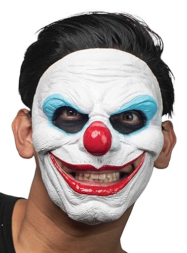 Grinsender Horrorclown Maske des Grauens aus Latex - Erwachsenen Grusel Kostüm Halbmaske - ideal für Halloween, Karneval, Motto- & Grusel-Party von Maskworld