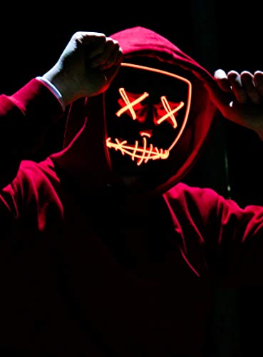 Halloween LED Maske orange - leuchtet im Dunkeln - Kostüm-Zubehör Karneval, Horror & Motto-Party von Maskworld