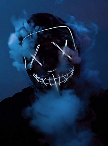 Halloween LED Maske weiß - leuchtet im Dunkeln - Kostüm-Zubehör Karneval, Horror & Motto-Party von Maskworld