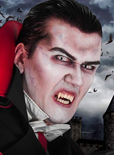 Halloween Schminke Komplett-Set Vampir mit perfekt abgestimmten Komponenten - Make-Up - Vampirzähne - Kunstblut - Kontaktlinsen - Halloween, Karneval & Mottoparty von Maskworld