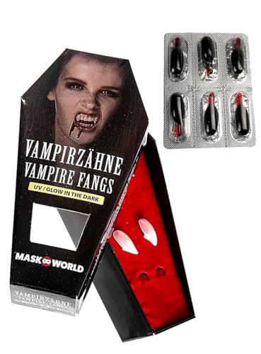 Halloween Special-Effect Blut Vampir-Set (Vampirzähne + Blutkapseln) von Maskworld