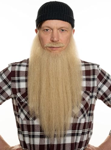 Holzfäller-Bart - Professionelle Bartkombination - Vollbart & Oberlippenbart mit Echthaar - blond - Verkleidung Kostüm-Accessoire Karneval Fasching (inkl. Hautkleber) von Maskworld
