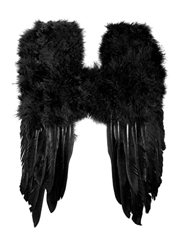 Kleine Schwarze Flügel aus Federn - Kostüm-Zubehör für Karneval, Halloween & Motto-Party von Maskworld