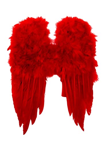 Kleine rote Flügel aus Federn - Kostüm-Zubehör für Karneval, Halloween & Motto-Party von Maskworld