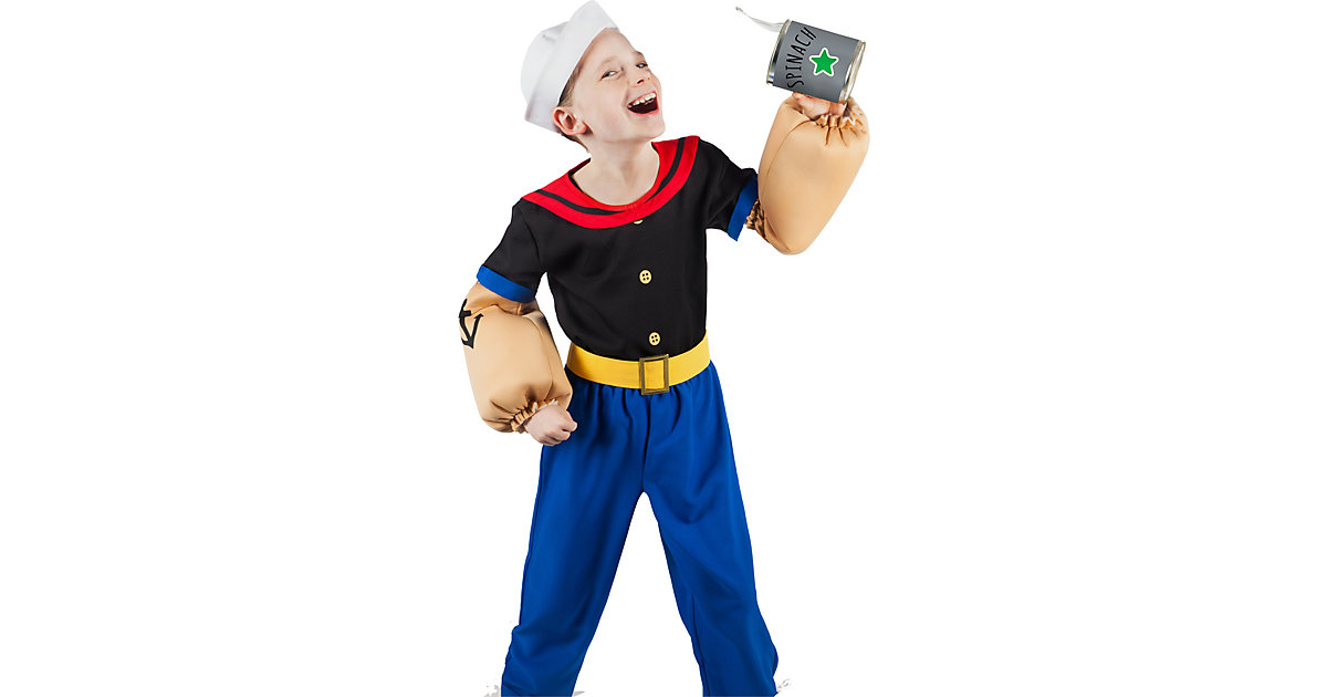 Kostüm Popeye, 6-tlg. blau Gr. 122/128 Jungen Kinder von Maskworld