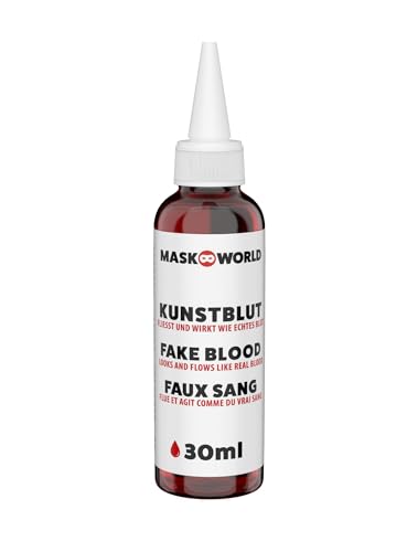 Kunstblut Flasche mit Dosierspitze - 30 ml - künstliches Blut Filmblut für Horror Effekte und Grusel Dekoration von Maskworld