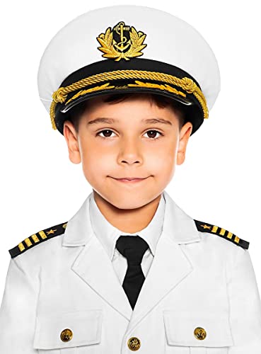 Maskworld Authentische Kapitäns-Mütze für kleine Seefahrer - Kinder-Kostüm-Accesoire - Uniform für Karneval Fasching & Halloween - Größe 56 von Maskworld