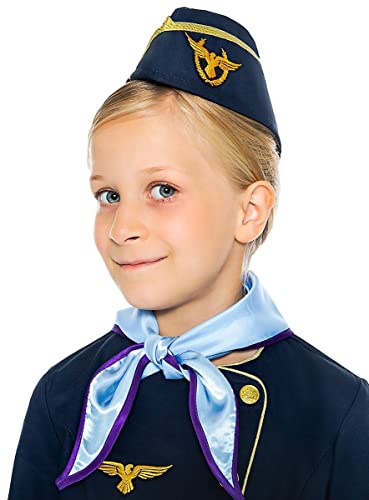 Maskworld Authentischer Stewardess Hut für Kinder mit Flieger Emblem und goldenen Säumen perfekt für Karneval Halloween und Mottoparties von Maskworld