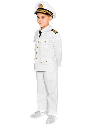 Maskworld Authentisches Kapitän Kinder-Kostüm - Verkleidung Uniform Anzug für kleine Seefahrer - Karneval Fasching & Halloween - Größe 104 von Maskworld