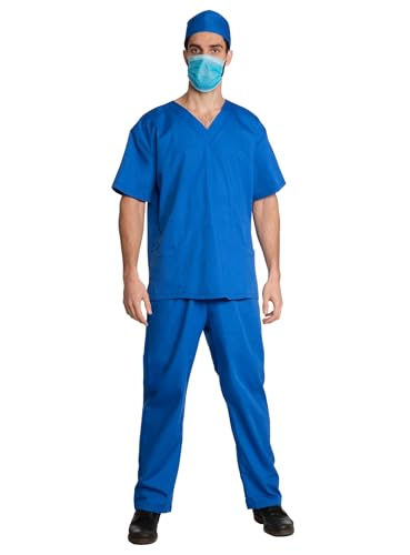 Maskworld Chirurg Kostüm mit Hemd, Hose, Kappe & Mundschutz blau - Größe: M-L - Anzug Verkleidung für Karneval, Fasching & Motto-Party von Maskworld