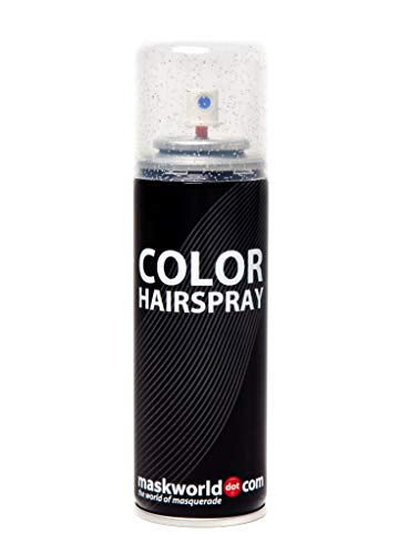 Maskworld Color Glitter Haarspray für farbig buntes Haar - Silber - Glitzer Color Farbspray zum Verkleiden & Schminken für Karneval, Fasching, Halloween & Motto-Party von Maskworld