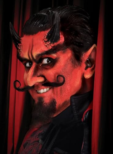 Maskworld Große Teufel Hörner Latexapplikation Dämon - Halloween Make-Up Teufelshörner aus Latex hautfarben, überschminkbar, inkl. Mastix Hautkleber von Maskworld