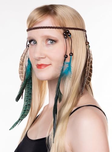 Maskworld Haarband mit Federn & Perlen - Zubehör Kopfschmuck Kostüm Karneval, Halloween & Motto-Party von Maskworld