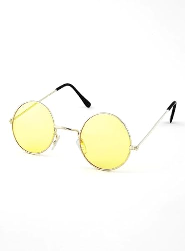 Maskworld Hippie Brille - Kostüm-Sonnenbrille - gelb - Verkleidung Zubehör Karneval Motto-Party von Maskworld
