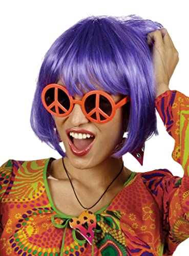 Maskworld Hippie Brille orange mit Peace-Zeichen - Verkleidung Kostüm-Accessoire für Karneval, Halloween & Motto-Party von Maskworld