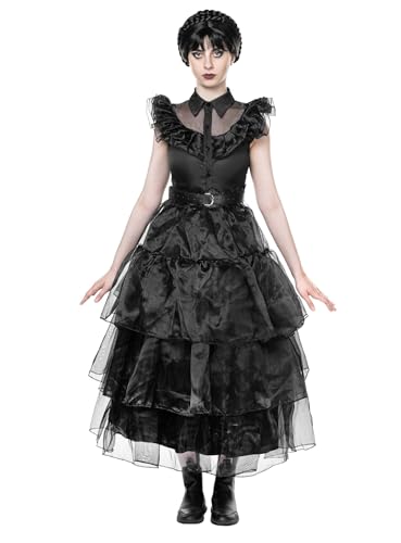 Maskworld Hochwertiges Gothic Girl Ballkleid - Schwarzes Grufti-Damen-Kostüm für Halloween, Karneval & Grusel-Party - Größe: M von Maskworld