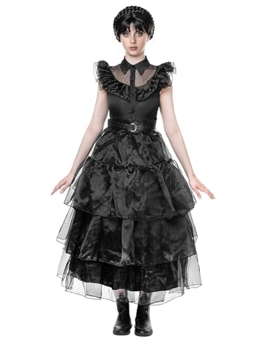 Maskworld Hochwertiges Gothic Girl Ballkleid - Schwarzes Grufti-Damen-Kostüm für Halloween, Karneval & Grusel-Party - Größe: XXL von Maskworld
