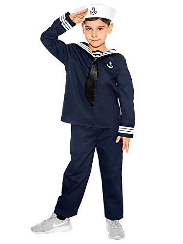 Maskworld Klassisches Matrosen Kinder-Kostüm - Verkleidung Uniform Anzug für kleine Seemänner - Fasching Karneval Mottopartys & Halloween - Größe 140 von Maskworld