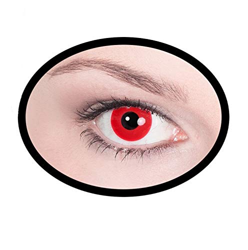 Farbige Halloween Kontaktlinsen rot Teufel ohne Sehstärke, 1 Paar (2 Stück) Wochenlinsen / 7-Tage-Linsen weich deckend Funlinsen Vampir Devil Karneval von Maskworld