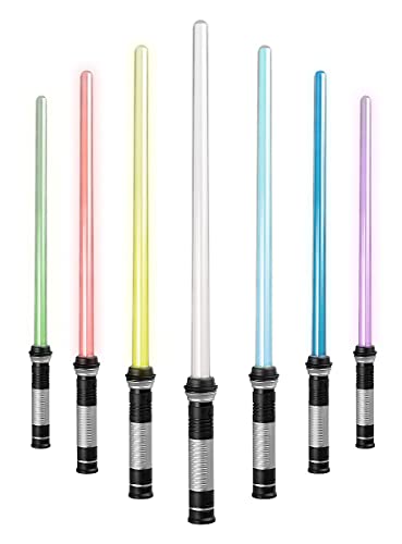 Maskworld Lichtschwert Laserschwert mit 7 LED Farben & Sound - Spielzeug Schwert 66cm mehrfarbige Lichteffekte von Maskworld