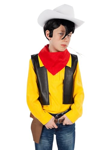 Maskworld Lucky Luke Kinderkostüm Comic Cowboy Western Kostüm für Kinder 4-teilig (134-140) von Maskworld
