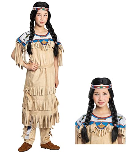 Maskworld Nscho-tschi Kinderkostüm mit Perücke - Indianer Western - Kindergröße: 122-128 - Lizenz-Kostüme aus den Karl-May-Filmen für Karneval und Motto-Party von Maskworld