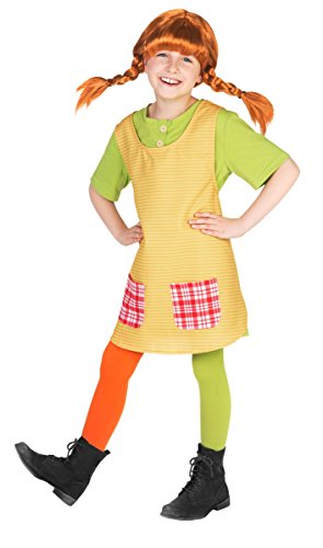 Maskworld Pippi Langstrumpf Kostüm für Kinder - 3teilig - grün/gelb Lizenz Filmkostüm (134/140) von Maskworld