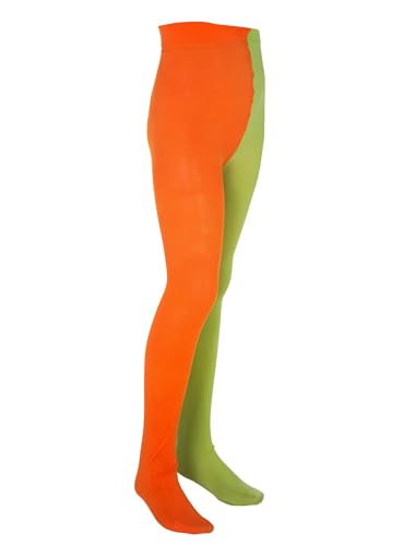Maskworld Pippi Langstrumpf Strumpfhose für Kinder - grün/orange (122/140) - Kostüm-Zubehör für Karneval, Halloween & Motto-Party von Maskworld