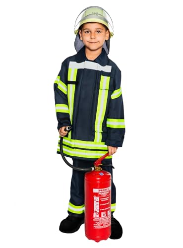 Maskworld Realistische deutsche Feuerwehrmann-Uniform mit Jacke und Hose für kleine Löschmeister - Kinder-Kostüm - Verkleidung Anzug für Karneval Fasching & Halloween - Größe 116 von Maskworld