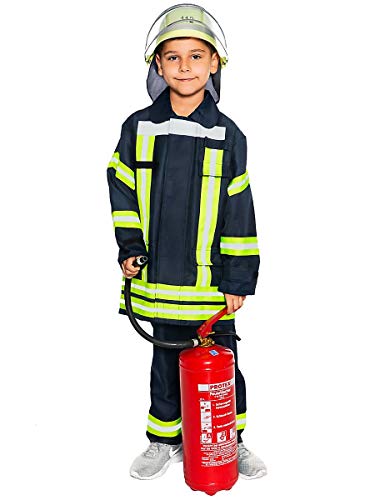 Maskworld Realistische deutsche Feuerwehrmann-Uniform mit Jacke und Hose für kleine Löschmeister - Kinder-Kostüm - Verkleidung Anzug für Karneval Fasching & Halloween - Größe 140 von Maskworld