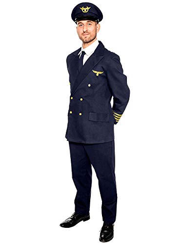 Maskworld Realistisches Piloten Kostüm für alle Flugzeugführer - Verkleidung Uniform Anzug für Flugzeugführer - Karneval Fasching Halloween & Mottoparty - Größe L von Maskworld