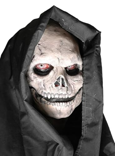 Maskworld Skelett-Maske aus Latex - Halbmaske Sensenmann Gevatter Tod mit Hautkleber - hautfarben - ideal für Halloween, Karneval, Motto- & Grusel-Party von Maskworld