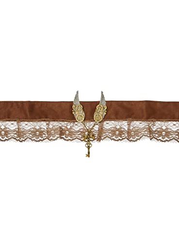 Maskworld Steampunk Choker - Halsband-Kragen mit Spitze & Messing-Applikation braun - Verkleidung Kostüm-Accessoire für Karneval, Halloween & Motto-Party von Maskworld