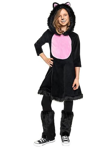 Maskworld Süße Katze flauschiges Kinderkostüm - schwarz - Kindergröße 158-164 - Karneval, Halloween & Motto-Party von Maskworld