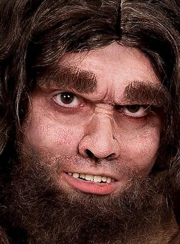 Maskworld Urmensch Teilmaske aus Latex - Halbmaske Neandertaler mit Hautkleber - ideal für Halloween, Karneval, Motto- & Grusel-Party von Maskworld