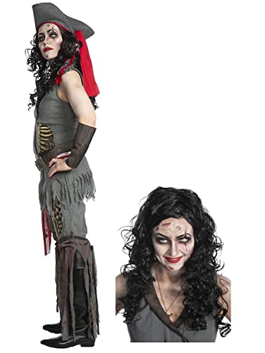 Maskworld - Verflucht gutes Zombie-Piratin Kostüm und Perücke - Untoter Pirat für Frauen Größe: L - Karneval, Fasching, Halloween & Motto-Party Verkleidung - Deluxe-Edition von Maskworld