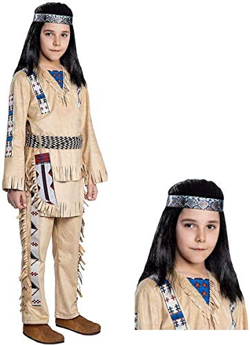 Maskworld Winnetou Kinderkostüm mit Perücke - Indianer Western - Kindergröße: 122-128 - Lizenz-Kostüme aus den Karl-May-Filmen für Karneval und Motto-Party von Maskworld