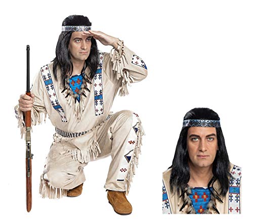 Maskworld Winnetou Kostüm mit Perücke - Indianer Western - Größe: M - Lizenz-Kostüme aus den Karl-May-Filmen für Karneval und Motto-Party von Maskworld