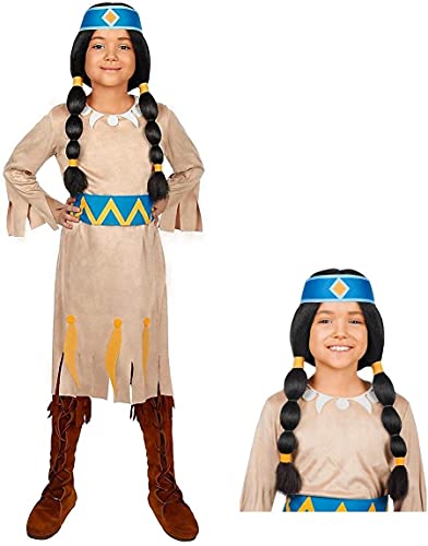 Maskworld - Yakari Regenbogen Kinderkostüm 4teilig mit Perücke - Indianer Kostüm Kleid für Mädchen - Lizenzprodukt Zeichentrickserie (110/116) von Maskworld