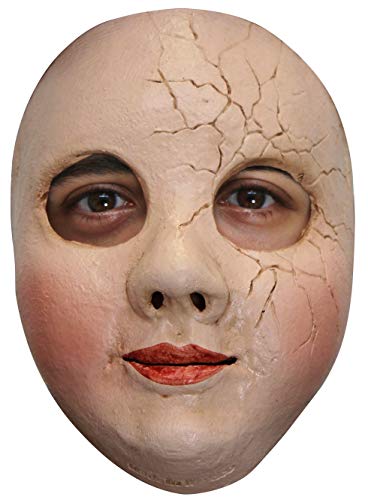 Maskworld Zerbrochene Puppe Halbmaske aus Latex - für Halloween, Karneval, Horror- und Motto-Party von Maskworld