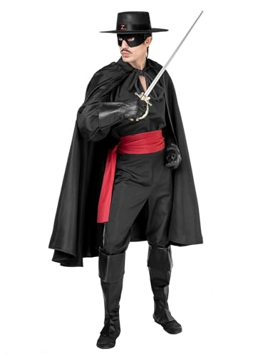 Maskworld Zorro Kostüm - Größe: XL - Komplett-Kostüm des schwarzen Rächers für Karneval, Halloween & Motto-Party von Maskworld
