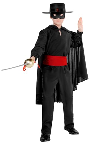 Maskworld Zorro Kostüm für Kinder - Kindergröße: 104 - Komplett-Kostüm des schwarzen Rächers für Karneval, Halloween & Motto-Party von Maskworld