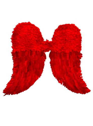 Rote Engelsflügel aus Federn - Kostüm-Zubehör für Karneval, Halloween & Motto-Party von Maskworld