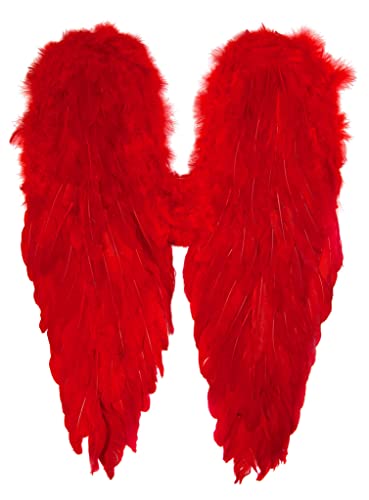 Rote Flügel aus Federn - Kostüm-Zubehör für Karneval, Halloween & Motto-Party von Maskworld