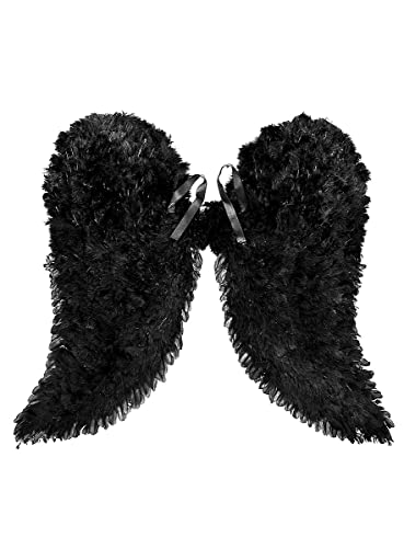 Schwarze Engelsflügel aus Federn - Kostüm-Zubehör für Karneval, Halloween & Motto-Party Schwarze Engelsflügel aus Federn - Kostüm-Zubehör für Karneval, Halloween & Motto-Party von Maskworld