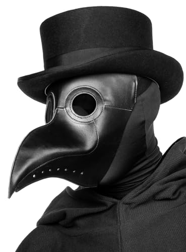 Schwarze Pestdoktor Maske aus Kunstleder - Kostüm-Zubehör Halloween, Karneval & Motto-Party von Maskworld