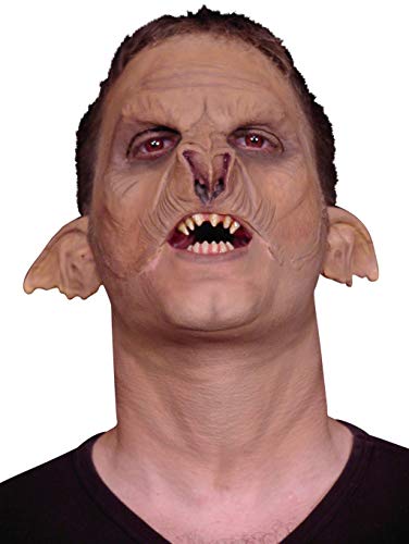 Unggeschminkte Ork Riecher Maske aus Latex - Dämonen Gruselmaske mit Monster-Nase & Hautkleber - ideal für Halloween, Karneval, Motto- & Grusel-Party von Maskworld